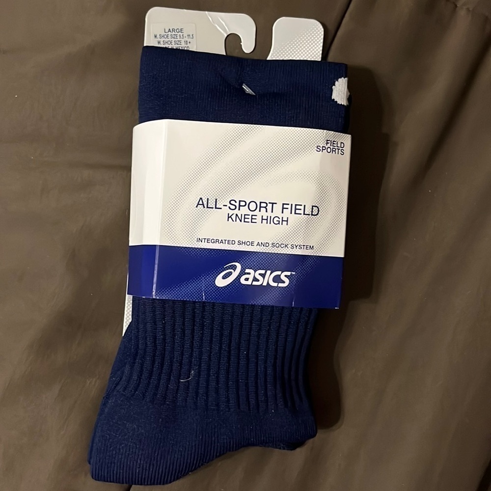 NWT ASICS All-Sport field knee high large blue